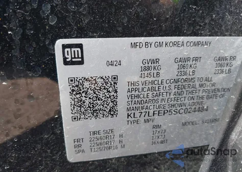 2025 Chevrolet Trax Fwd Ls from USA, damaged, VIN KL77LFEP5SC024484